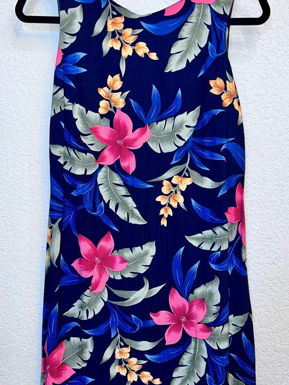 Caribbean Joe Navy Blue & Tropical Floral Sleeveless Dress size petite small
